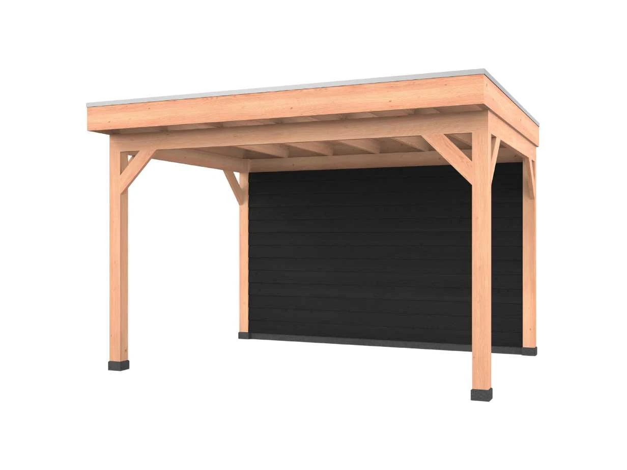 Douglas overkapping, 400 x 300, met zwarte achterwand, Westwood Comfort Green - Afbeelding 1